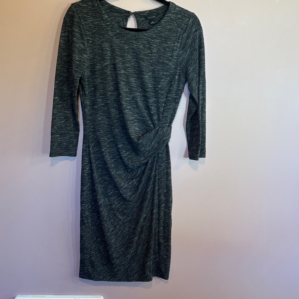 Ann Taylor Charcoal Gray Long Sleeve Dress